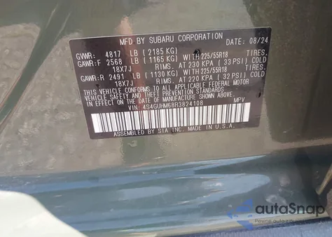 2024 Subaru Crosstrek Limited from USA, damaged, VIN 4S4GUHM68R3824108